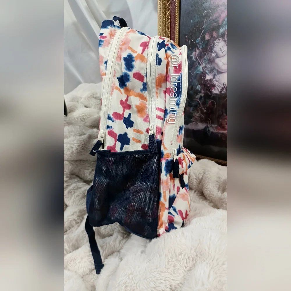 NWOT Lands' End Tie Dye Unisex Kids To College Large Backpack One Size Fits Most